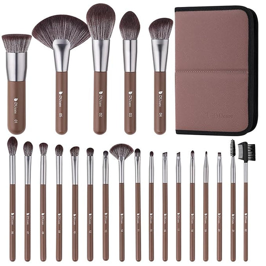 DUcare Professional Makeup Brush Set 22Pcs with Travel Case Synthetic Kabuki Foundation Brush, Face Powder Brush, Blush Brush, Concealer Brush, Eyeshadow Brushes-Velvo Beauty