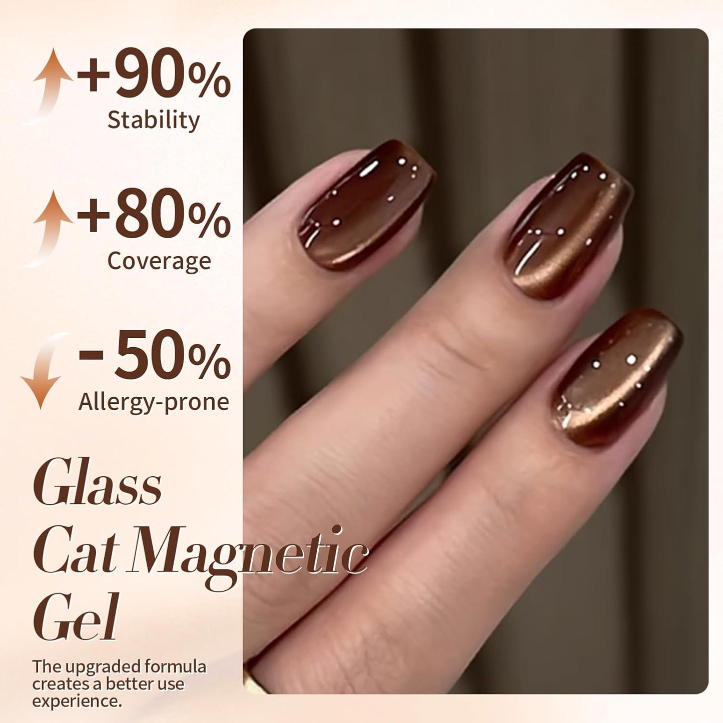 BORN PRETTY Cat Magnetic Eye Gel Nail Polish,Brown Jelly Glass Magnetic Gel Polish Glitter Soak Off Nail Art Salon Manicure Home Gift 15ml-Velvo Beauty