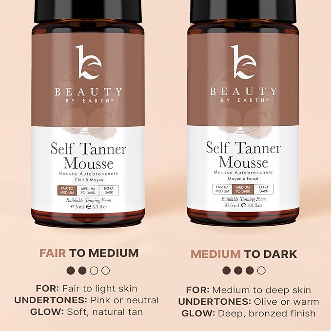 Self Tanner Mousse - USA Made with Natural & Organic Ingredients, Self Tanning Mousse for Fake Tan, Sunless Tanner for Pale Skin, Clear & Non Toxic Tanning Foam for Streak Free Finish, No Orange Color