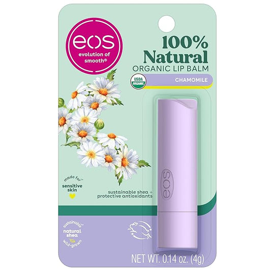 eos 100% Natural & Organic Lip Balm Stick- Chamomile, All-Day Moisture, Cruelty-Free, 0.14 oz-Velvo Beauty