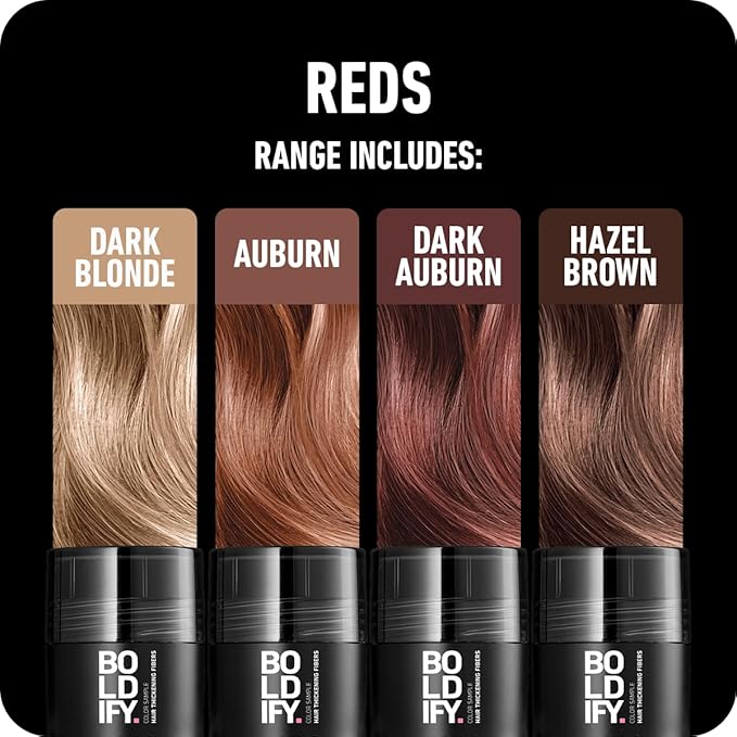 Boldify Hair Fibers Color Sample Kit - Fill In Thinning and Fine Hair for an Instantly Fuller, Thicker Look - 14 Shades for Women & Men - Reds-Velvo Beauty