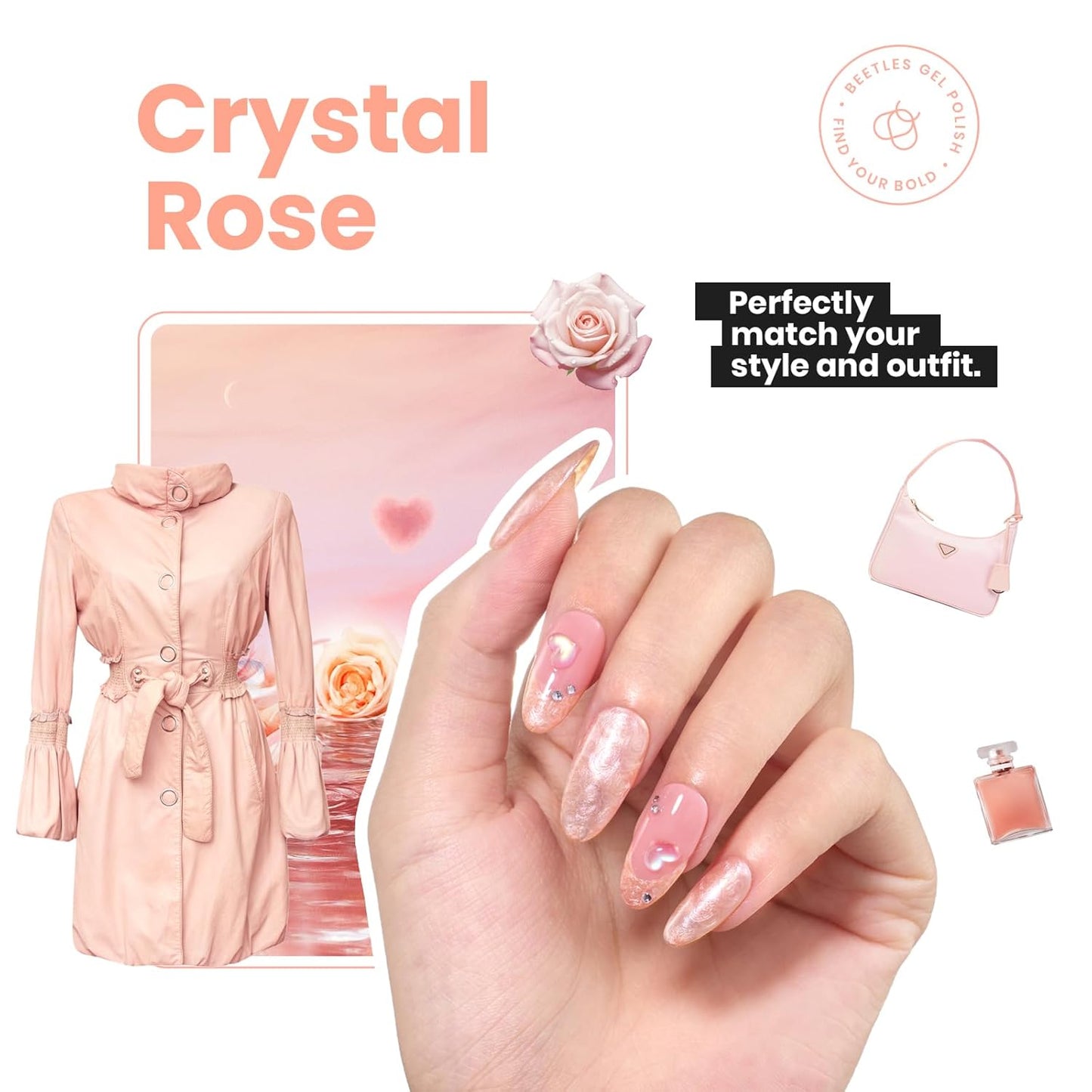 Beetles Pearly Pink Nail Polish,Fast Air Dry, No UV Needed –Perfect for Party, Long-Lasting Neutral Color for DIY At-Home or Salon Use, 15ml/0.51oz-Velvo Beauty