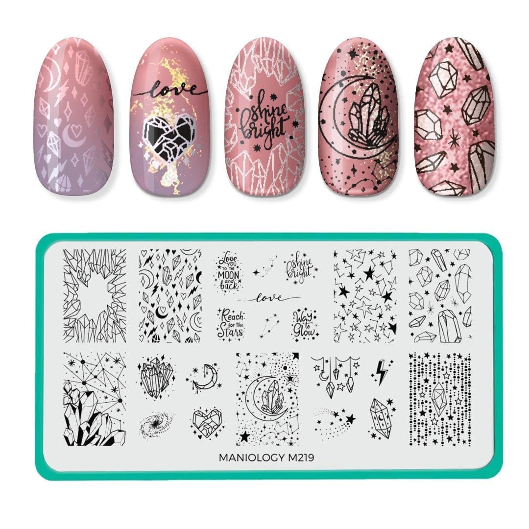 Maniology Crystal Galaxy Nail Stamping Starter Kit | Celestial Nail Art with Crystal-Inspired Galaxy Designs – with Stamping Plate, Polish, Top Coat, Stamper & Scraper-Velvo Beauty
