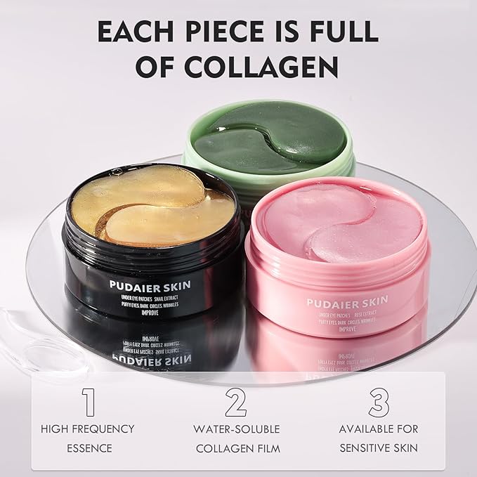 Eye Gel Patch（30 Pairs）Under Eye Patches Mask Essence Extract Under Eye Gel Pads to Reduce Puffy eyes, Dark Circles and Wrinkles (Green Tea)-Velvo Beauty