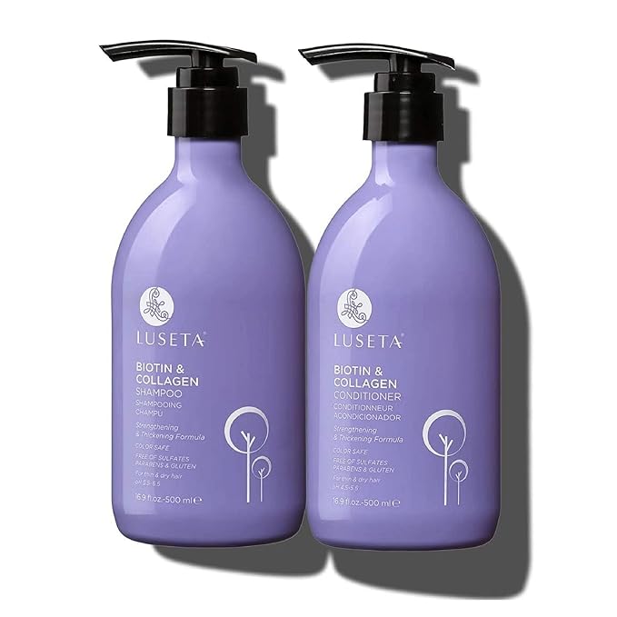 Luseta Biotin Shampoo and Conditioner for Hair - Thickening Shampoo for Thinning Hair - Infused with Argan Oil to Repair Damaged Dry Hair - Sulfate Free Paraben Free-2 x 16.9 fl oz-Velvo Beauty