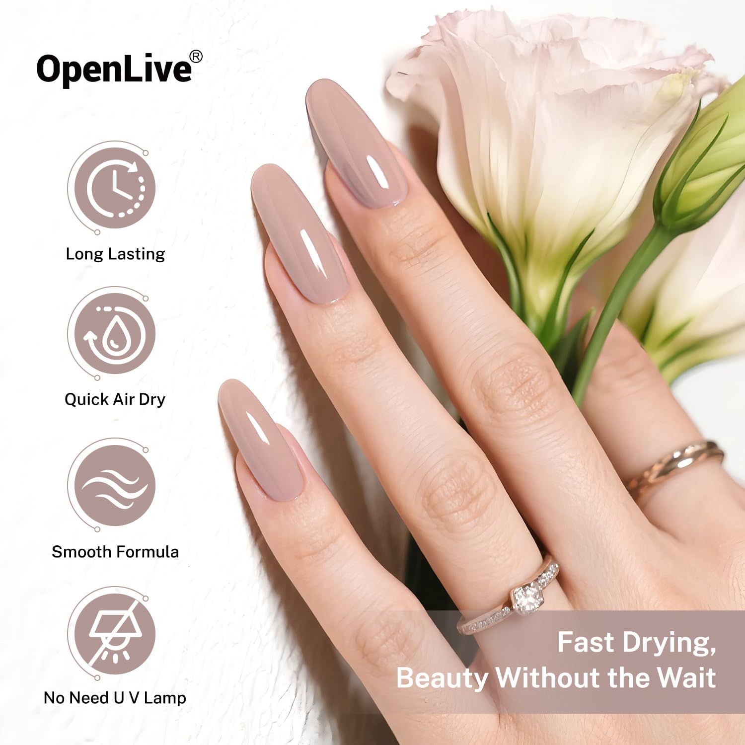 16.5ml Light Brown Nail Polish Large Volume Quick Dry Nail Polish, Long Lasting Shine, Fingernail Toenail Nail Art DIY Home Travel Nail Art Gift-Velvo Beauty