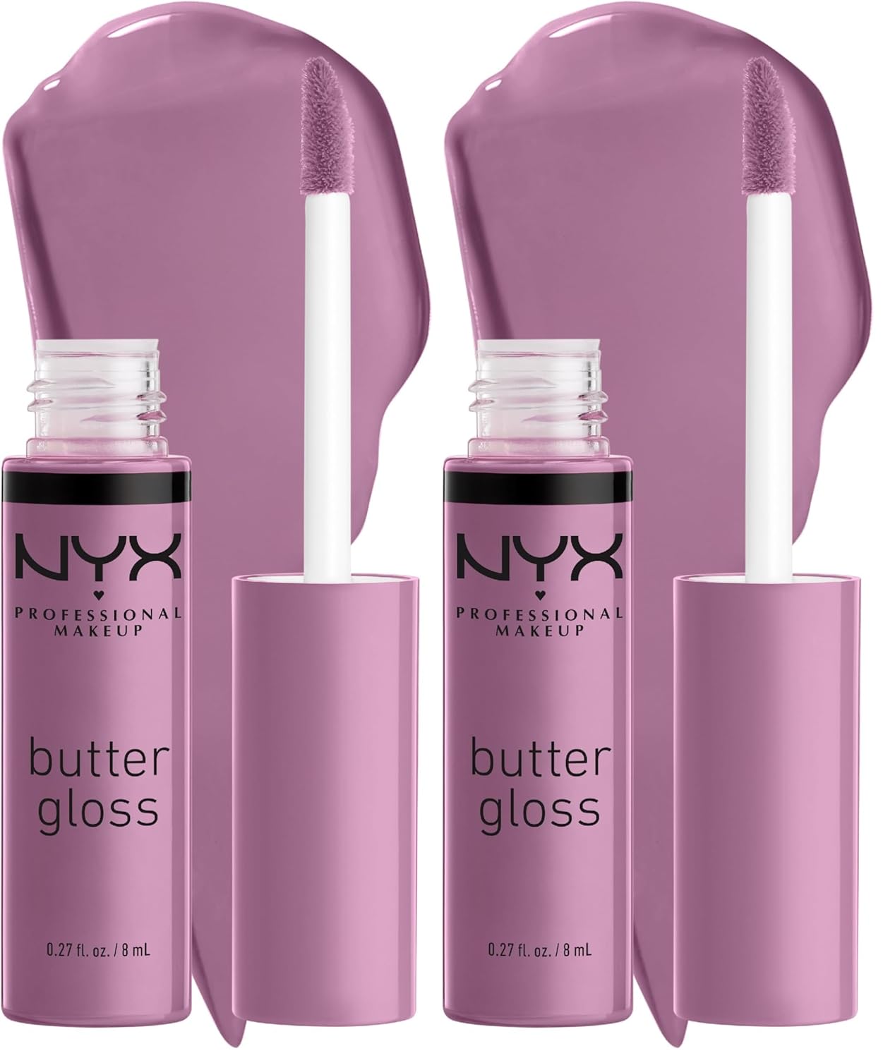 NYX PROFESSIONAL MAKEUP Butter Gloss, Non-Sticky Lip Gloss - Marshmallow (Muted Lilac) (Pack of 2)-Velvo Beauty