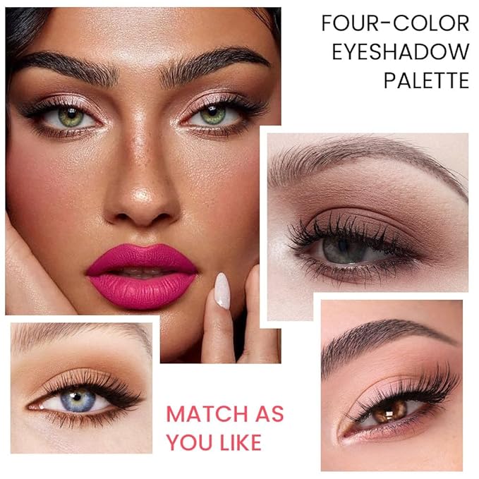 evpct Nude Brown Eyeshadow Quad Palette, Bright Nude Champagne Gold Brown Cocoa Glitter Metallic Shimmer Matte High Pigment Mini Eye Shadow Palette Makeup for older Women, Travel Size Built in Mirror-Velvo Beauty