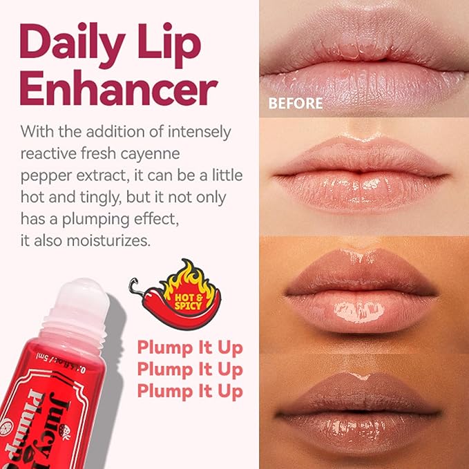 3Pcs Lip Plumper Gloss Set, Roll On Plumping Lip Oil Hydrating Glossy Lipstick Lip Care Serum Enhancer Nourishing Non-sticky High-Shine Lip Glass Mirror Glaze for Fuller Lips Mask Makeup-A-Velvo Beauty