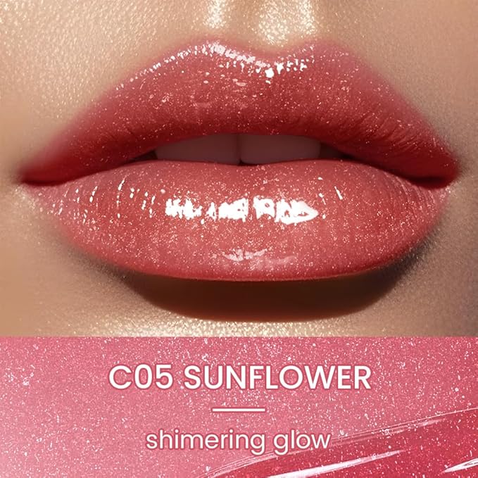 CATKIN Glossy Lip Balm Ultra Hydating Glow Lip Tinted Jelly Plump Melting Balm Shea Butter Repair Soothing For Dry Lips Dewy Finished 0.12 oz C05 SUNFLOWER-Velvo Beauty