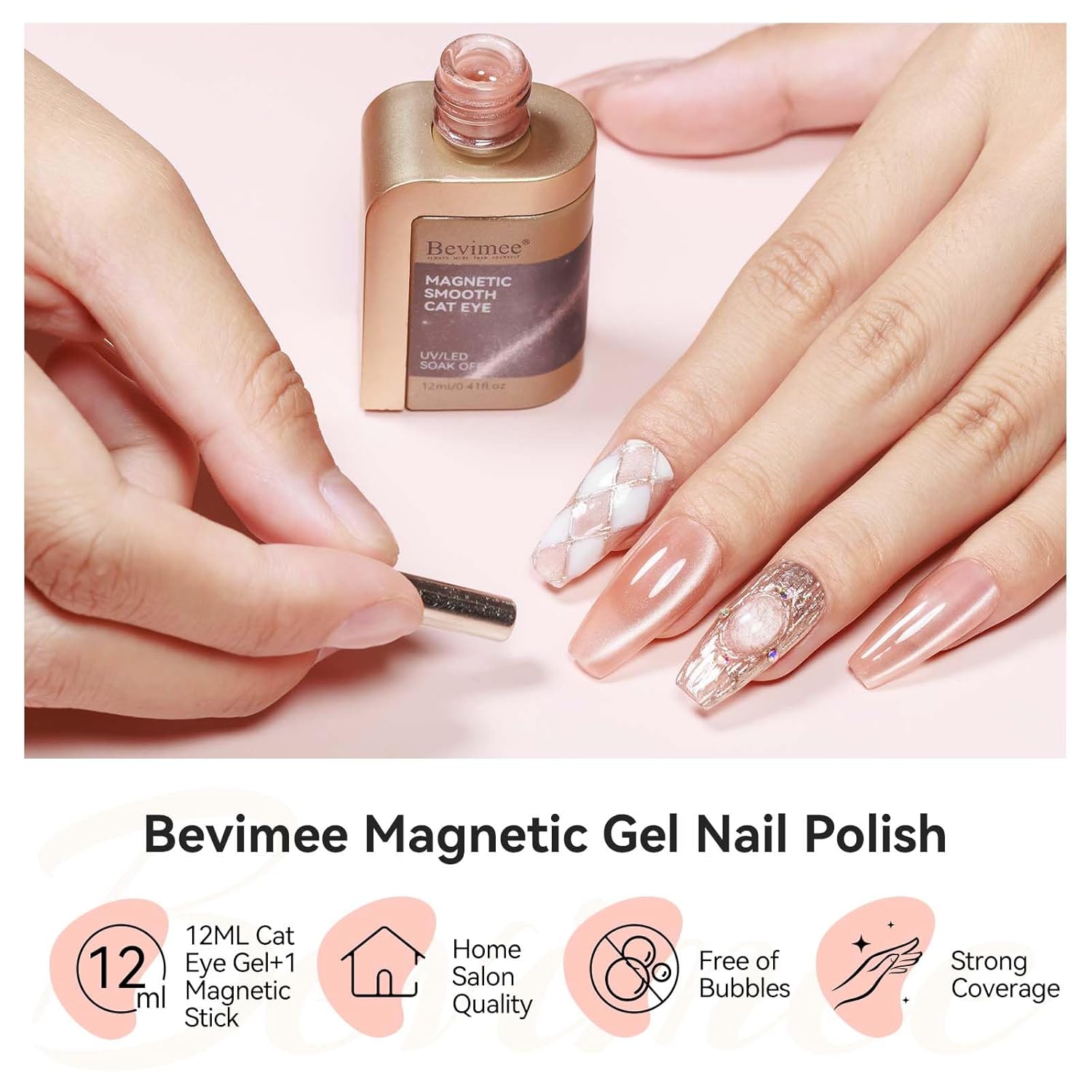 Cat Eye Gel Nail Polish, Moonlight Cateye Gel Polish 12ML Magnetic Nail Polish Holographic Glitter Mirror Glass Ceramics Smoothie UV Gels for Nail Art Manicure DIY at Home 1PC-Velvo Beauty