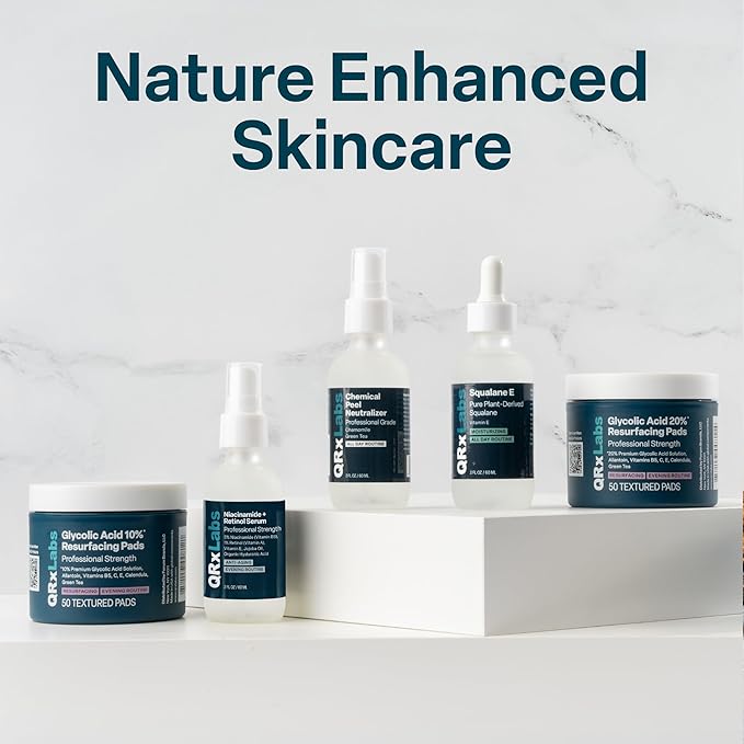 QRxLabs Salicylic & Glycolic Acid Acne Control Pads - 50 Count Jar - Glycolic & Salicylic - Bacne Treatment with Vitamins B5, C & E, Calendula & Green Tea-Velvo Beauty