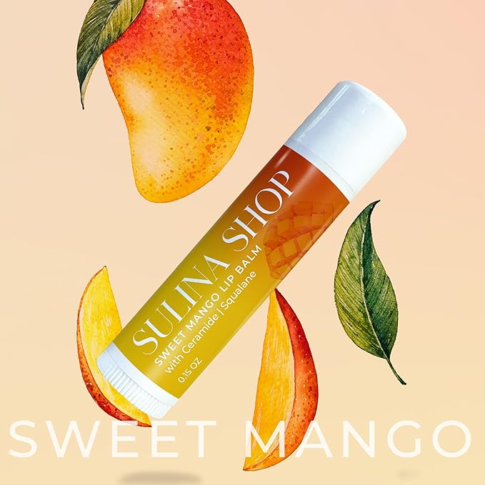 Mango Lip Balm Hydrating & Nourishing, Natural, Long-Lasting Lip Moisturizer with Castor Oil, Barrier Protection, Smooth Lip Care, Chapped Lip Repair, Non-Waxy & Cruelty-Free, Gentle for All Ages-Velvo Beauty