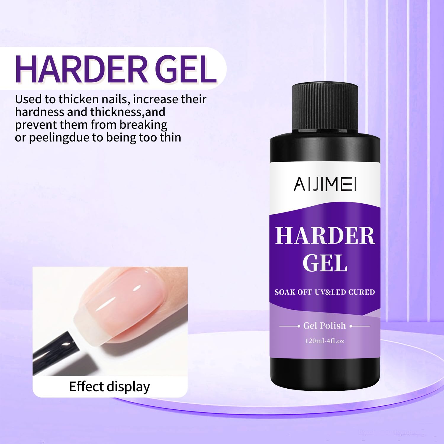 AIJIMEI 120ml Harder Gel Builder Gel Nail Builder Strengthener for Nail Art Versatile Use for All Types, Fast Drying Harder Gel Extension, 4 Fl Oz-Velvo Beauty