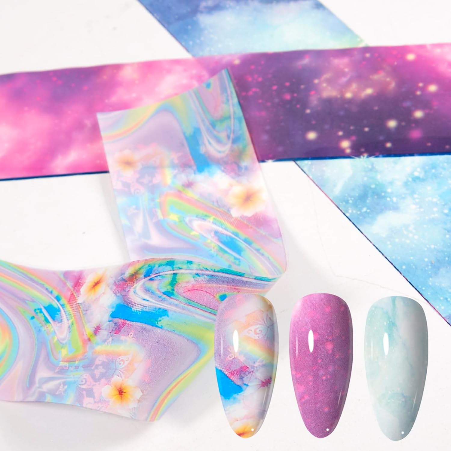 WOKOTO 300 Sheets Nail Foils Transfer Nail Art Holographic Flower Marble Foil Sheets, 1 Set for All Mix-Designs Nail Transfer Foil for Women Girls Nails-Velvo Beauty