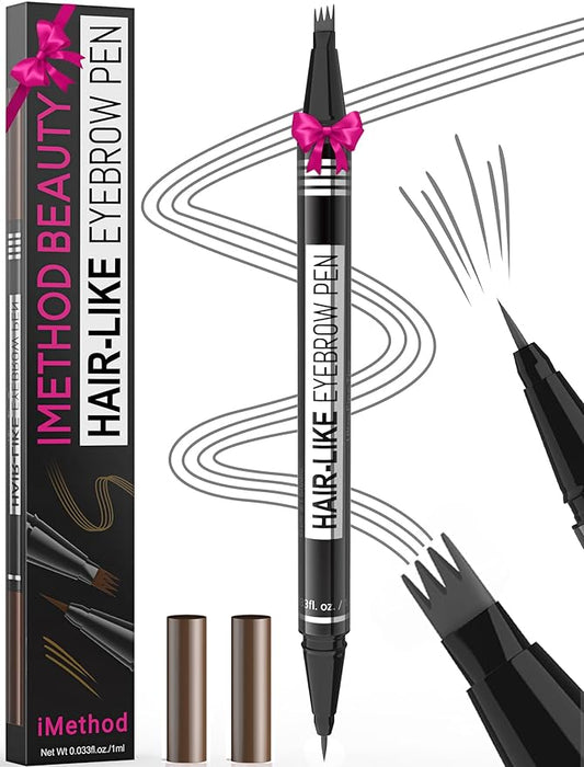 iMethod Microblading Eyebrow Pen - Eyebrow Pencil Magical 2-in-1 Dual-Ended Eye Brow Pencils for Women with 4-Fork-Tip & Precise Brush-Tip Create Natural Hair-Like Brows, Last All-Day, Grey-Velvo Beauty