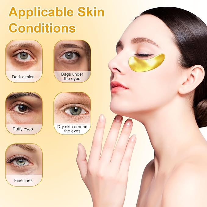 Under Eye Patches, 20pcs Eye Masks for Dark Circles and Puffiness Wrinkles with Collagen Hydrating 24k Gold Eye Patches for Eye Bags Around The Eyes Skincare Treatment-Velvo Beauty