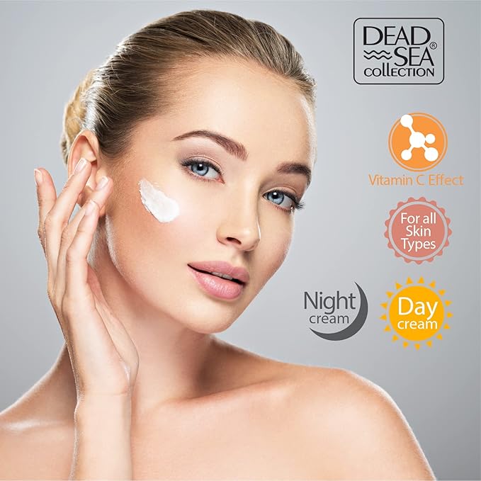 Dead Sea Collection Day and Night Cream Kit with Vitamin C - Anti-Wrinkle - Dead Sea Minerals - Nourishing, Moisturizer, Hydrating and Smoothing Face Cream (3.38 fl.oz)-Velvo Beauty