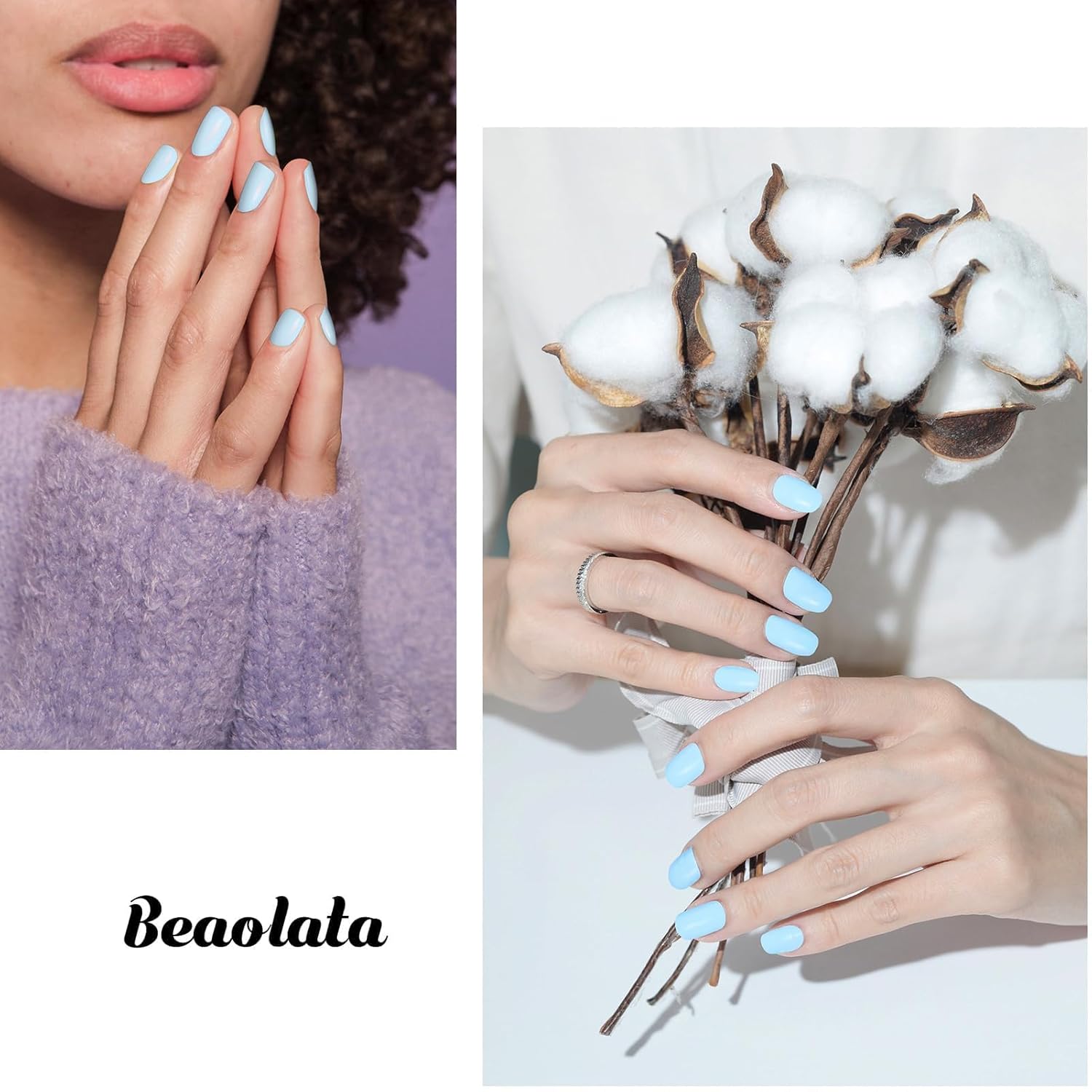 Nail Polish Strips, 32PCS Salon Quality Wraps, Long Lasting Gel Nail Stickers for Women Easy Apply& Remove (Sky Light Blue)-Velvo Beauty