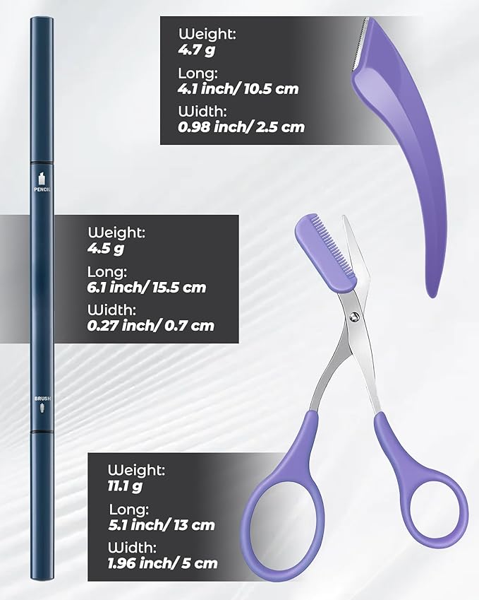 12Pcs Microblading Eyebrow Pencils Grey Waterproof Eye Brow Pencil w/Eye Brow Razor & Scissors Kit 0.5mm Ultra-Fine Tip Creates Hair-Like Strokes for Women Effortless Natural Brows-Velvo Beauty