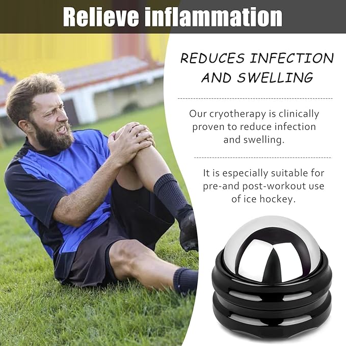 Stainless Steel Massage Roller Ball - Ice Therapy for Muscle Pain Relief, Sore Muscles, and Tension Alleviation Cold & Hot Therapy for Back, Shoulders, Legs, and Calves Myofascial Release Tool-Velvo Beauty