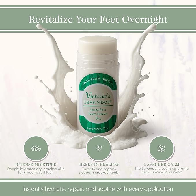 Victoria's Lavender Heel Balm Stick – Ultra-Rich Foot Therapy Balm for Dry, Cracked Feet – Softener for Cracked & Rough Skin – Dry Heels Treatment for Men and Women - Lavender Mint - 2 packs-Velvo Beauty