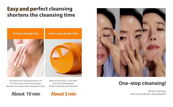 Grinder Cleansing Balm Korean Makeup Remover Hydrating Facial Wash for All Skin Types Sorbet texture 1.76 Ounce (Pack of 1)-Velvo Beauty