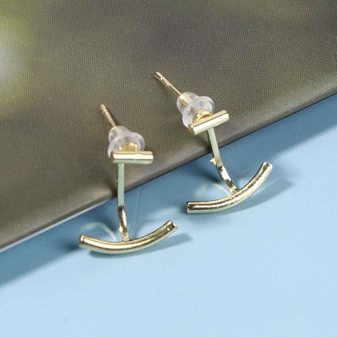 Boho Bar Ear Jacket Earrings Gold Stick Studs Earrings Minimalist Geometric Earrings Bar Ear Crawlers Earrings Jewelry for Women and Girls-Velvo Beauty