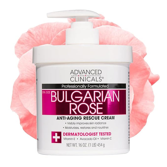 Advanced Clinicals Bulgarian Rose Lotion For Women | Rose Scented Vitamin C Body Lotion Cream | Visible Anti Aging Vitamin E Moisturizer Body Butter Improves Look Of Sagging Dry Skin & Texture, 16 Oz-Velvo Beauty