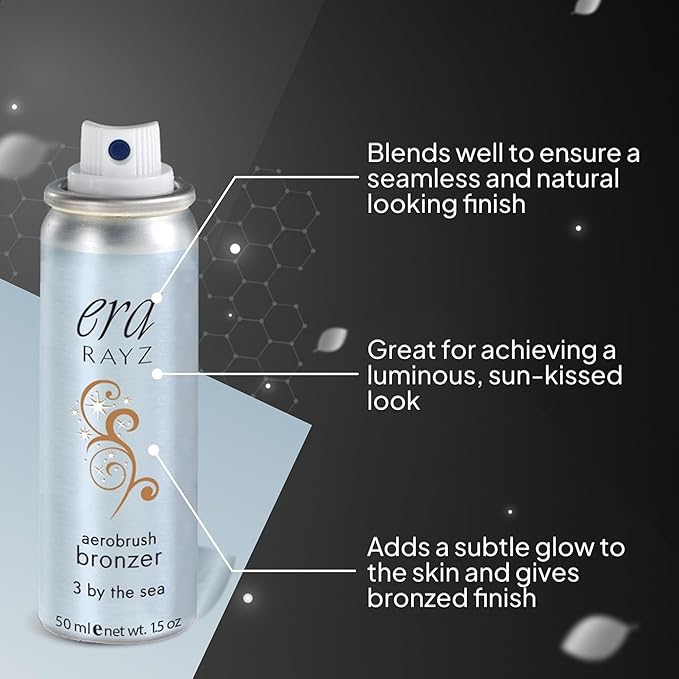 ERA Rayz spray on bronzer (3 By The Sea, 1.5 oz) - airbrush makeup, everyday, buildable, professional aerobrush cosmetics by Era Beauty-Velvo Beauty