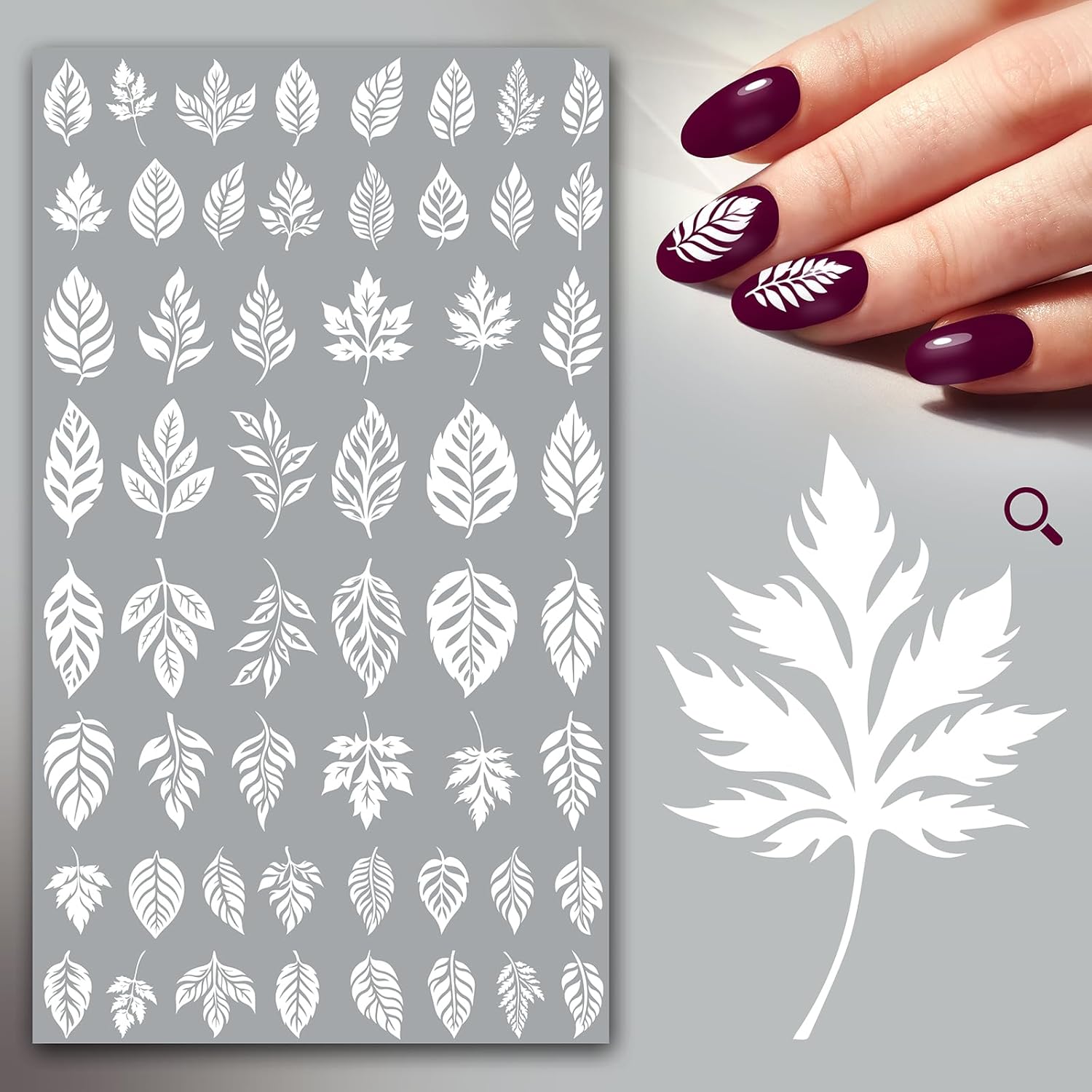 Nail Stickers Decals (5 Sheets) FLONZNAIL Variated Autumn Leaves Vintage Styled Nail Decor-Velvo Beauty
