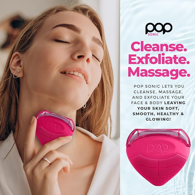 Pop Sonic Strawberry 3 in 1 Skin Exfoliating Cleanser Clean Massage Exfoliate - Pink-Velvo Beauty