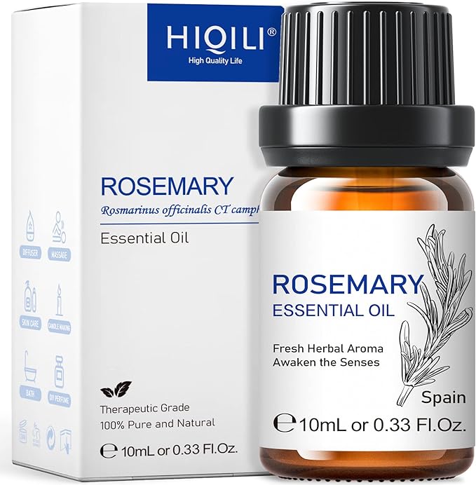 HIQILI Rosemary Oil for Hair Growth, Skin, Scalp, 100% Pure Natural, Add to Shampoo & Conditioner - 0.33 Fl Oz/10 ML-Velvo Beauty