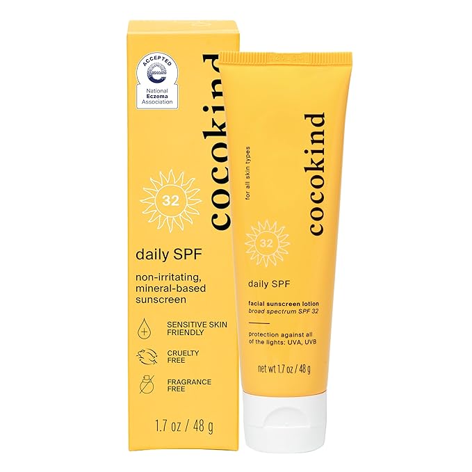 Cocokind Daily SPF, Mineral Face Sunscreen with Zinc Oxide, SPF 32, Reef Safe, Unscented, All Skin Types, Non-Toxic, Cruelty Free, 1.7 fl oz-Velvo Beauty