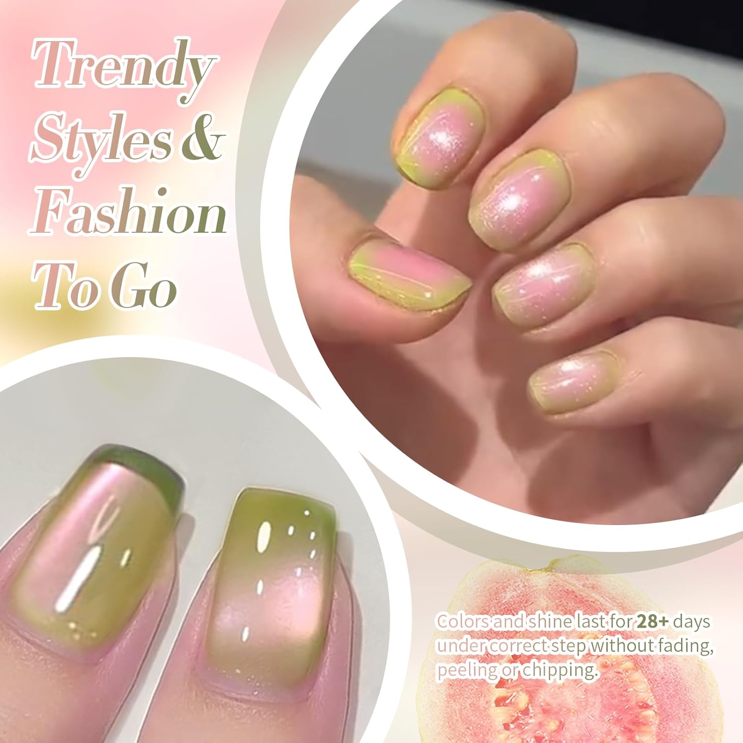 BORN PRETTY Cat Magnetic Eye Gel Nail Polish,Sweet Guava Green Pink Magnetic Gel Polish Manicure Nail Art DIY 15ml-Velvo Beauty