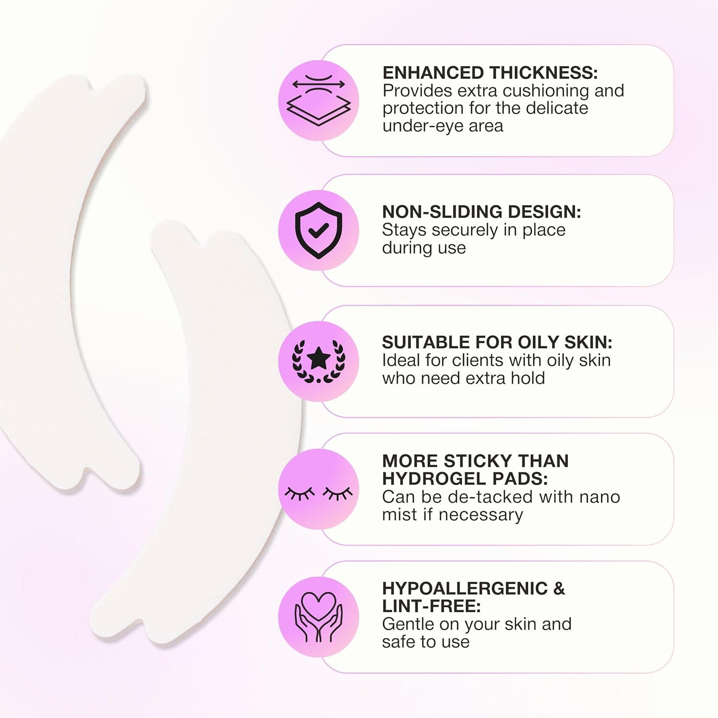 Curacoro Double Foam Eye Pads For Lash Extension, Hypoallergenic Eye Pads Lash Extension Supplies for Oily Skin & Sensitive Eyes, Soft Sticky Pads for Lash Perm Lamination, Lash Remover (46 Pads)-Velvo Beauty