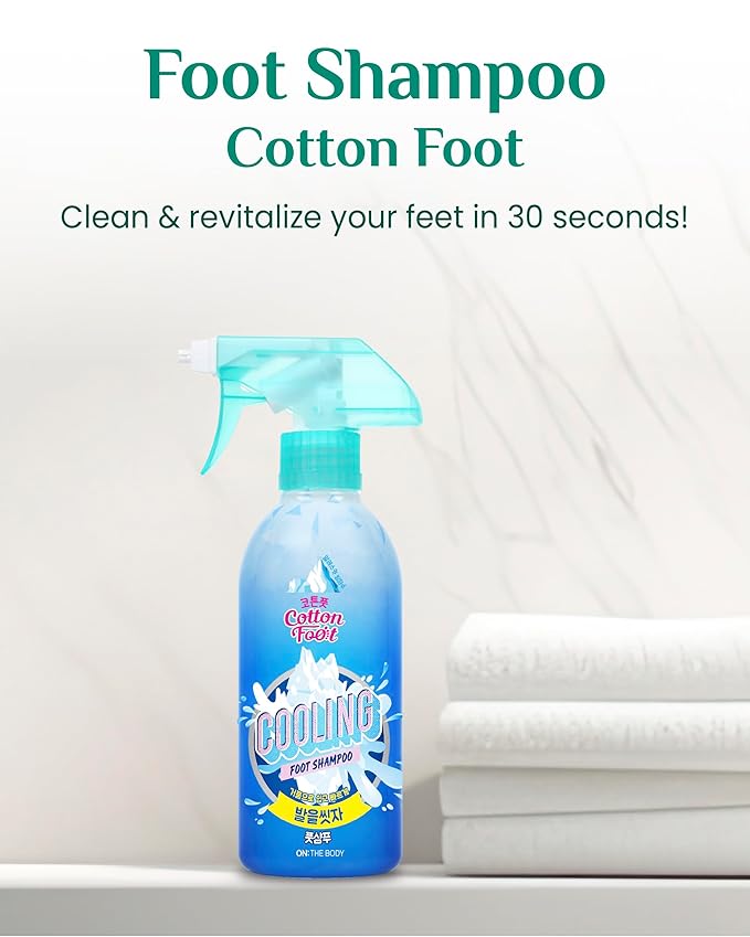 Cotton Foot - Foot Shampoo (Menthol Cooling, 13fl oz) - Refreshing Cleanse Spray, Deodorizing Foot Care Wash. Foaming Wash, Easy to Use-Velvo Beauty