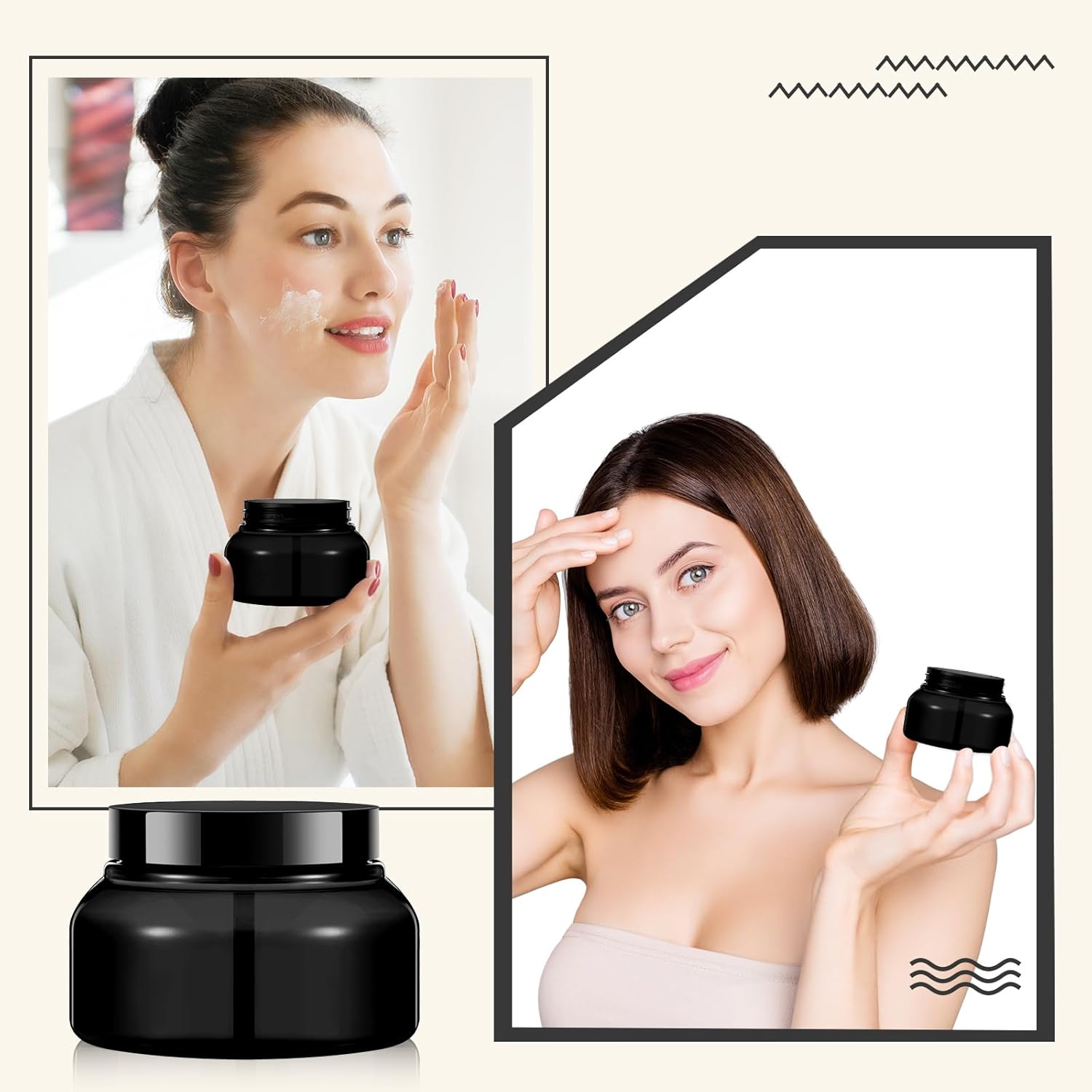 Tessco 24 Pack Plastic Jars with Lids Labels Empty Clear Plastic Jars Round Refillable Cosmetic Containers Body Butter Containers Bulk Sugar Scrub Bottle for Make Up(8 oz,Black)-Velvo Beauty