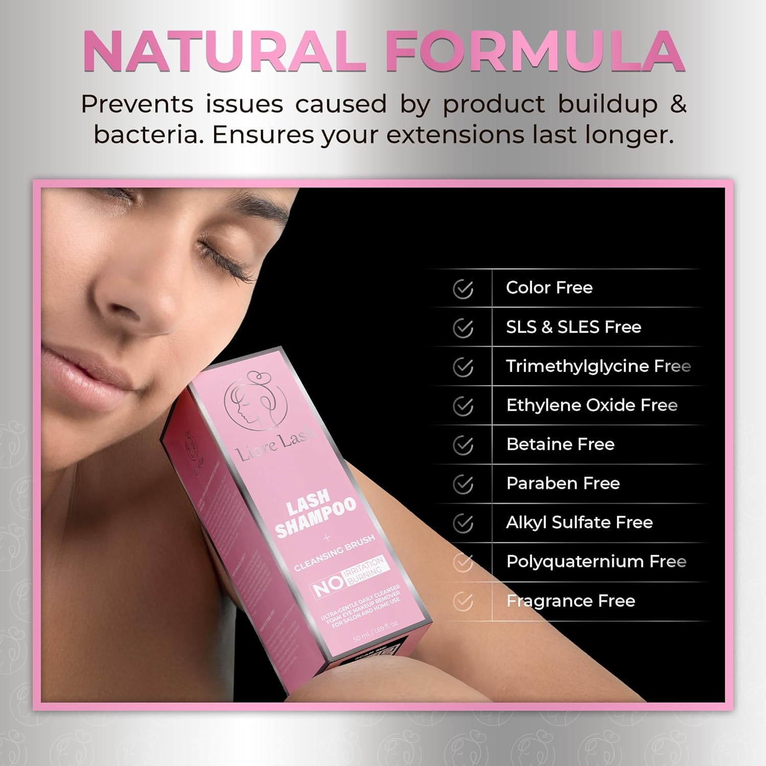 Eyelash Extension Shampoo/ Gentle Foam Cleanser for Lash Extensions & Natural Lashes (Shampoo + Lash Brush)-Velvo Beauty