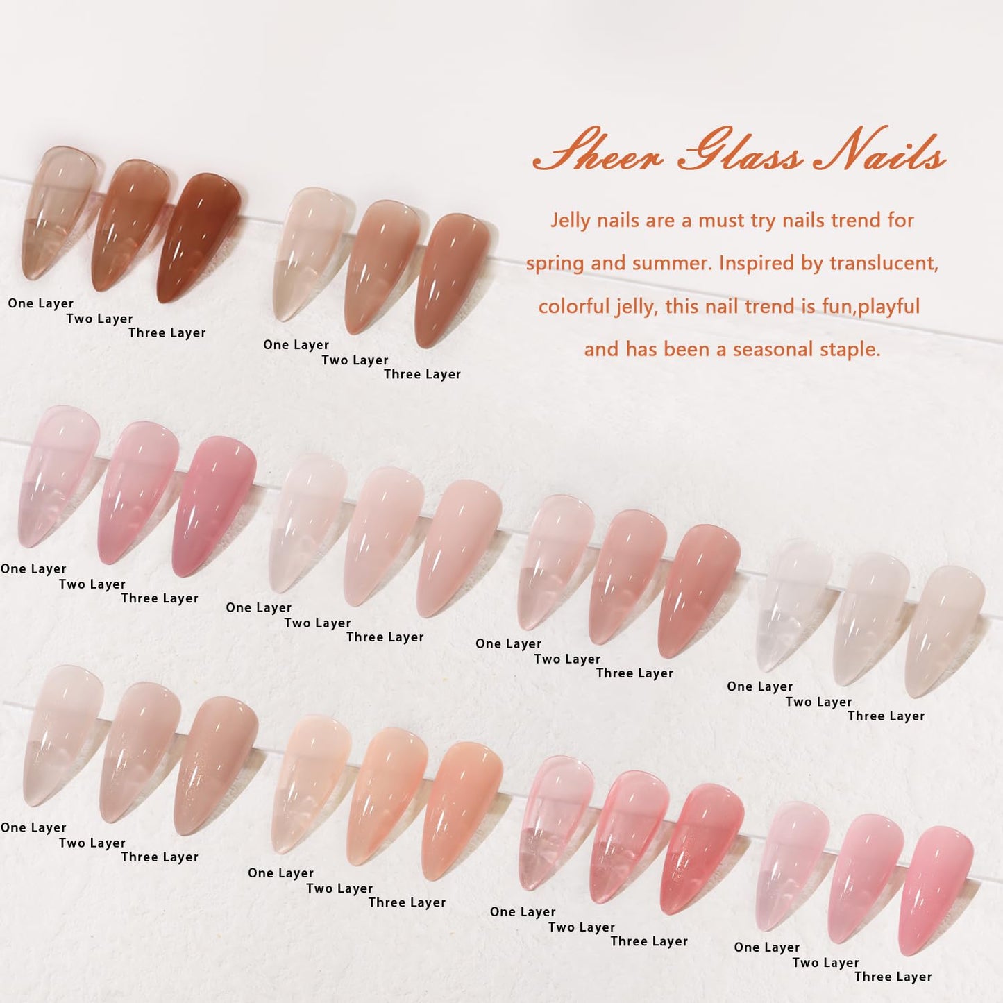 Jelly Nude Gel Nail Polish Set 10Pcs Neutral Skin Color Rose Maple Red Shimmer Gel Polish Kit Semi-Transparent Nail Polish Fall Nail Gel UV LED Soak Off Home DIY 7ml-Velvo Beauty