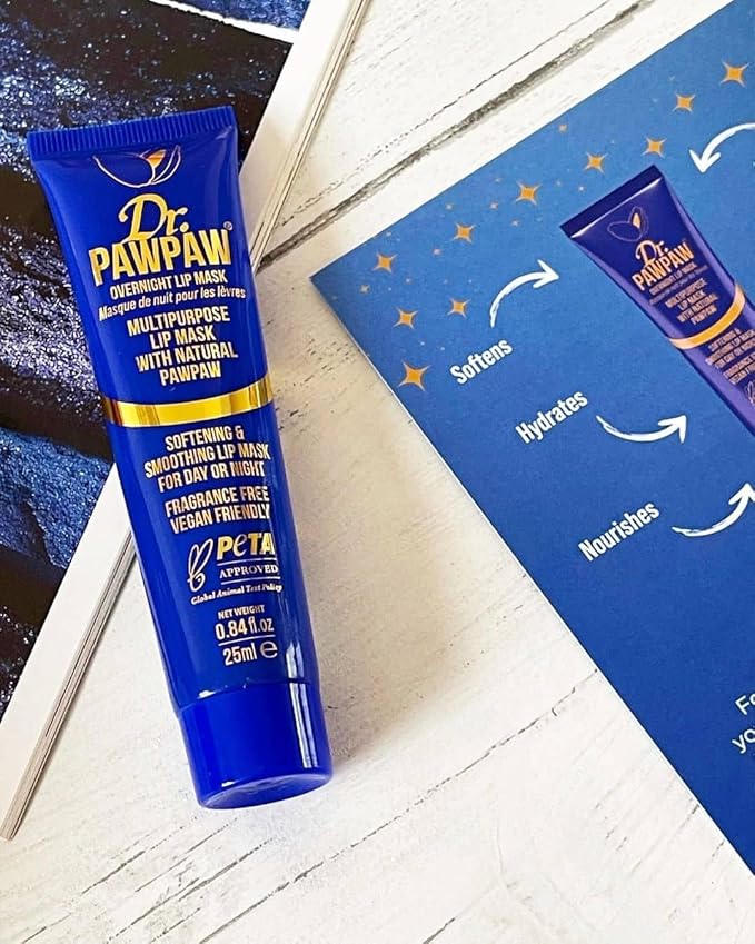 Overnight Lip Mask - Multi-Purpose Balm, Natural Pawpaw & Peptides Smooth Skin, Cracked Lips, Vegan, Ethical Beauty & Fregrance Free (25 ml)-Velvo Beauty