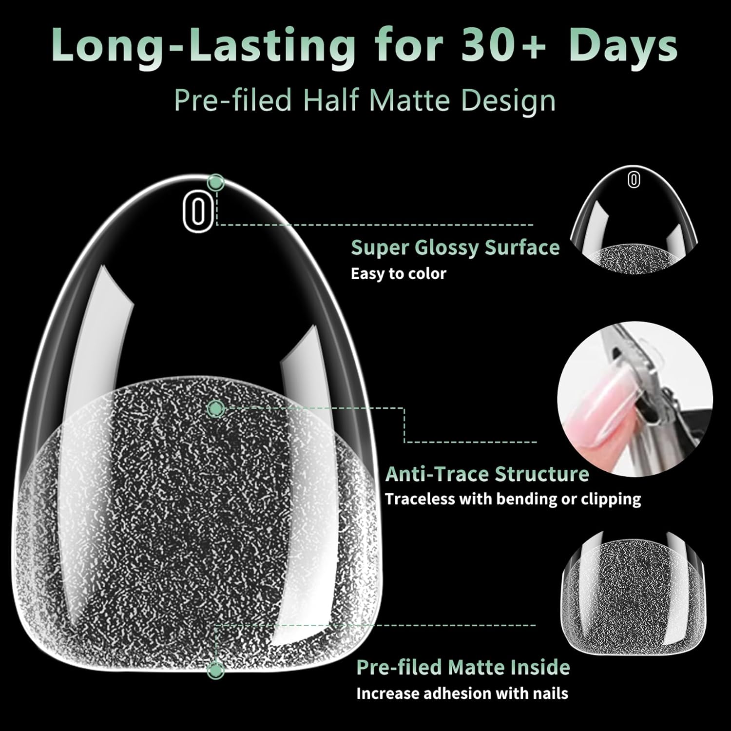 Extra Short Almond Nail Tips, 216pcs Acrylic Soft Fake Nails Gel Nail Tips, Full Cover Pre-Shaped Matte Clear Press on Nails for Extension, Diy at Home Manicure 12 Sizes-Velvo Beauty