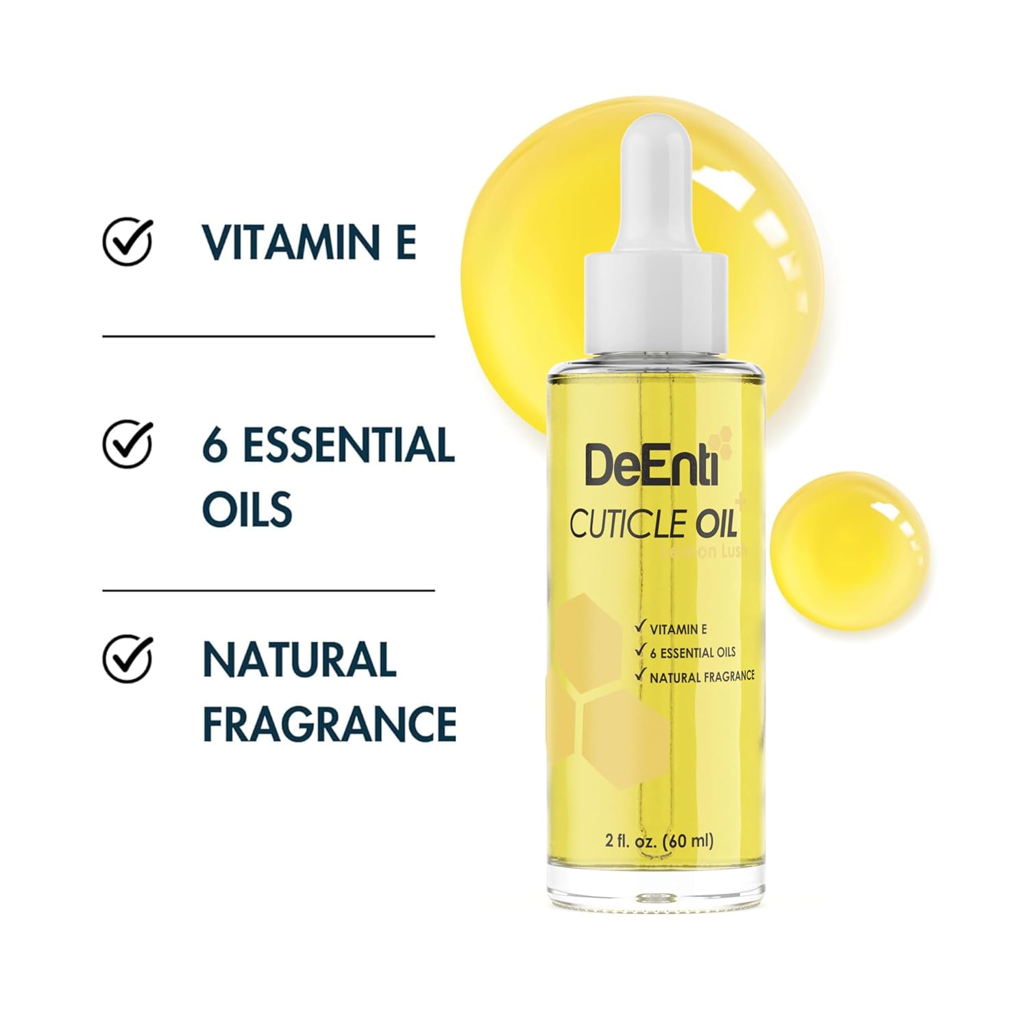 DeEnti Cuticle Oil, Jojoba Oil for Nails, 2oz Hydrating Cuticle Nail Oils, Lush Lemon Scented Cuticles Repair, Vitamin E Nail Supplies, Professional Salon Quality Manicure Supplies-Velvo Beauty