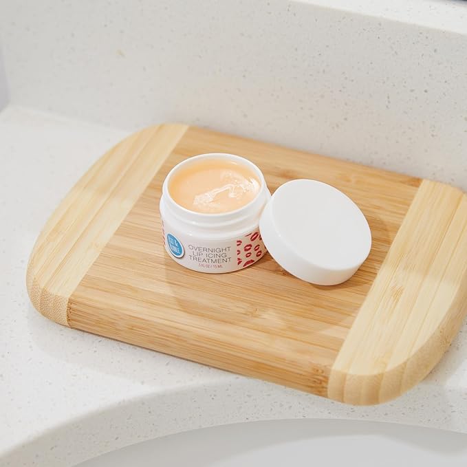 Fizz & Bubble Overnight Lip Icing Treatment with Vitamin E, Shea Butter, Hyaluronic Acid, Beeswax & More - Coconut & Peach - 0.5 Fl Oz-Velvo Beauty