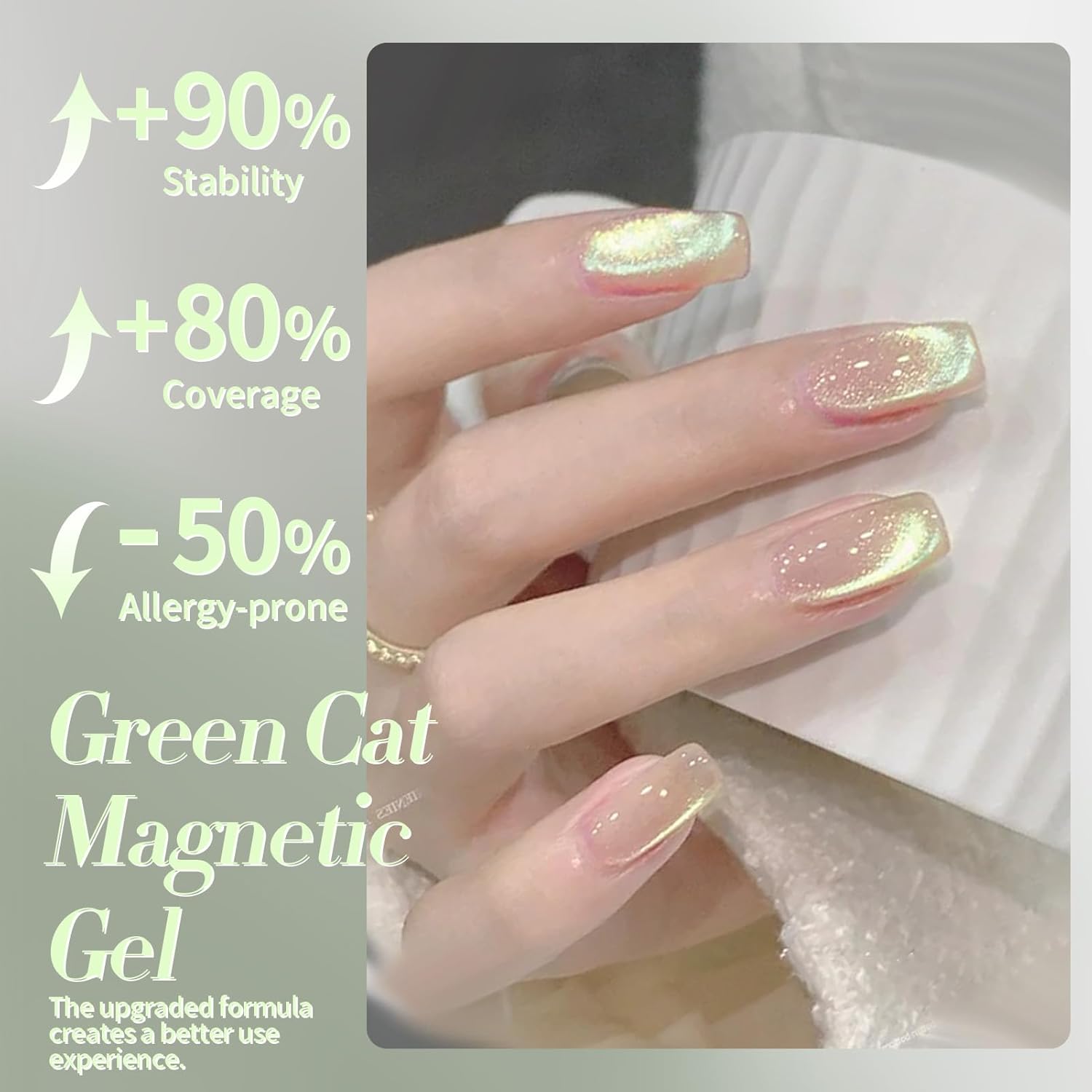 BORN PRETTY Nude Pink Cat Magnetic Eye Gel Nail Polish Holographic Gold Green Light Cat Magnetic Eye Gel Nail Polish 15ML-Velvo Beauty