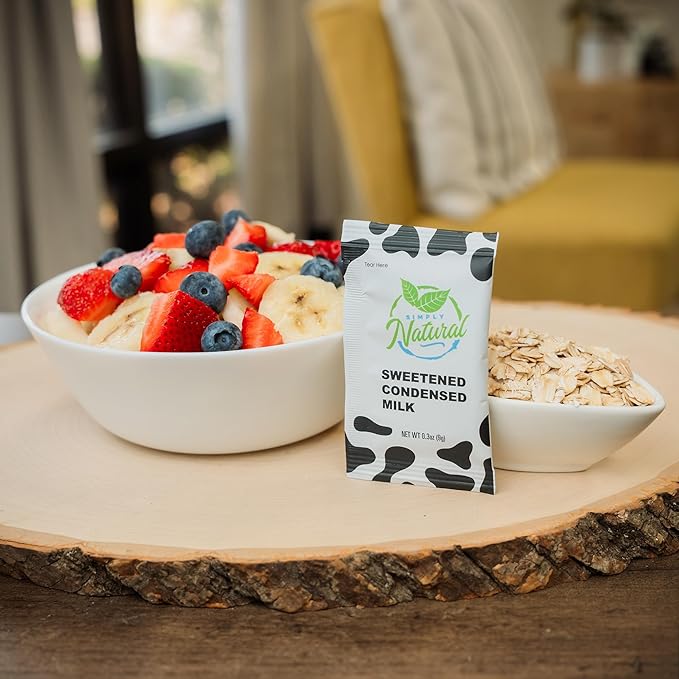 Simply Natural Sweetened Condensed Milk Creamer Single-Serve 9 grams sachet, All Natural Coffee/Tea Creamer (70 sachets bag, Milk Flavor)-Velvo Beauty