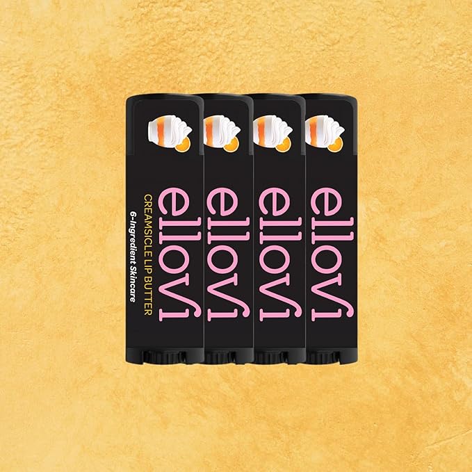 Natural Lip Butter Lip Balm - Creamsicle - Pure Enough to Eat - Made With Just 6 Vegan Ingredients - 100% Natural & Organic Moisturizing Lip Care for All Day Hydration (4-Pack)-Velvo Beauty