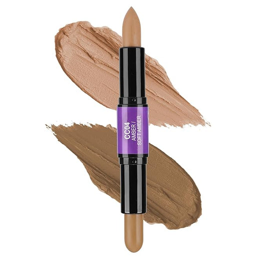 CCbeauty 2-IN-1 Contour Stick Cool Tone, Cream Dual Bronzer Concealer Shade with Cool toned Matte Finish, Contouring Bronzing Makeup for Face Shaping Makeup, Amber & Soft Amber-Velvo Beauty