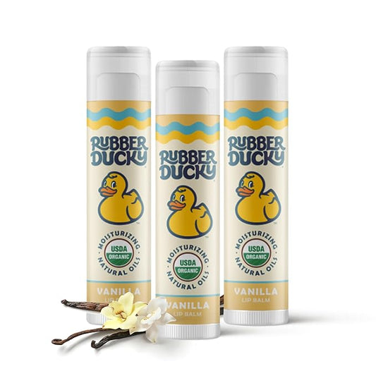 Rubber Ducky Sunscreen - Organic Lip Balm for Women, All Natural Lip Balm Stick with Vitamin E - Moisturizing & Hydrating Lip Balm for Dry Lips - Untinted and Non-Toxic Lip Care - Coconut, 3 Pack-Velvo Beauty