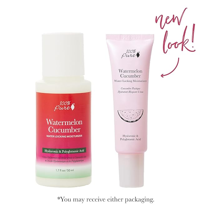 100% PURE Watermelon Cucumber Water Locking Moisturizer Natural Facial Hydration Boost with Hyaluronic Acid Replenishing Anti Aging Face Cream & Quenching Dry Skin Care Vegan - 1.4 fl oz-Velvo Beauty